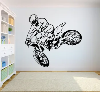 Naljepnica na zidu Motocross Slobodan stil Bike Naljepnica Spavaća soba sport bike motocikla Personalizirane dječaci teen soba A2-008