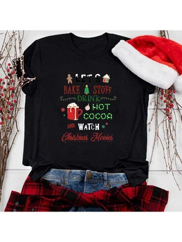 Neka pecite stvari Piti Vrući kakao i gledati Božićne filmove Ženska t-Shirt sretan Božić Pokrivač Jelka Svečano majica Svečana odjeća