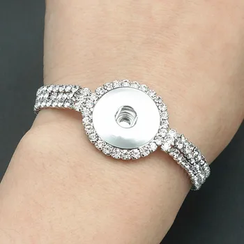 Nova Moda Crystal blistavi srce cijele crystal metalna narukvica s kopčom 20 cm pogodan 18 MM gumb nakit veleprodaja