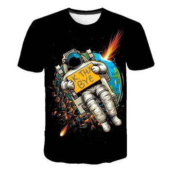 Novi 3D Majice s Likom Svemirskog Astronauta, Gospodo Prozračne Ljetne Modne Zabavne Majice s Okruglog izreza, Zanimljiva Majica sa slikom Svemira
