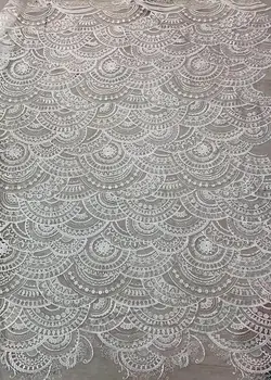 Novi Stil Goregous off white šljokice geometrijski uzorak tkanine Afrički Francuski Tila Vez vjenčanicu cvjetne čipke tkanina