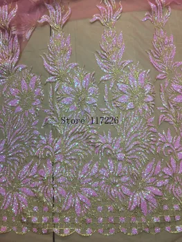 Novi dolazak, afrička čipka cvjetne čipke tkanina sa šljokicama, baby rose afrički сетчатое čipka JRB-62437 za ženske haljine