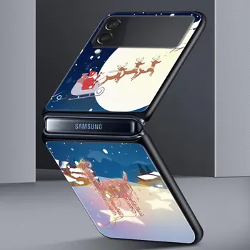 Novogodišnji, Božićni Torbica Za Telefon Z Flip 4 Za Samsung Z Flip 3 5G Crna Tvrda Torbica za Galaxy ZFlip3 ZFlip4 Sklopivi Luksuzna Torbica