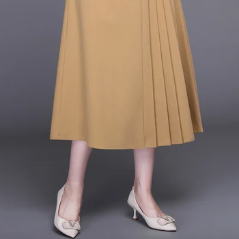 Novost 2022, Proljeće Ženske Suknje u Korejskom Stilu, Asimetrične Nabrane Suknje u stilu Харадзюку, Japanski Poslovni Duge Suknje Trapeznog Oblika S Visokim Strukom