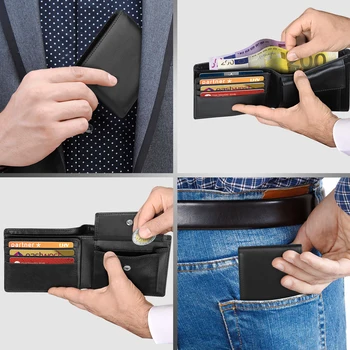 Novčanik Od Prave Kože Muški Klasični Crni Soft Novčanik U Džep Za Kovanice Nositelj Kreditne Kartice