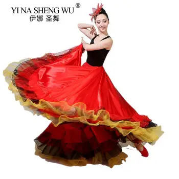 Odrasle Žene Kostima Za Trbušni Ples Dame Španjolske Borbe S Bikovima Dance Suknja Otvaranje Plesa Velika Crvena Suknja-Ljuljačka Ideju Cigan Odijevanje