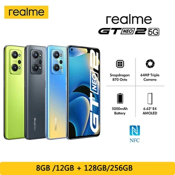 Originalni Realme GT Neo 2-5 G Mobilni Telefon NFC Snapdragon 870 Восьмиядерный 64MP 65 W Brzo Punjenje 5000 mah Baterija Smartphone