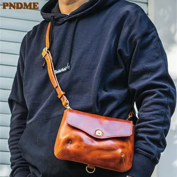 PNDME moderan luksuzni svakodnevni muška torba-instant poruke od prave prirodne kože za boravak na otvorenom, mala torba preko ramena od prave bičevati
