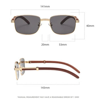 Peekaboo metalna četvrtasta okvira i sunčane naočale, modni ženske drvene ženske sunčane naočale za muškarce uv400 žuto smeđe do 2022 trendi poklone