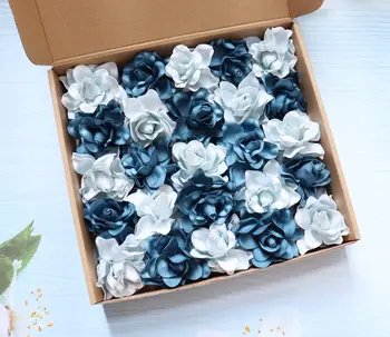 Prašnjav-Plave Umjetno Cvijeće 25 kom. Cvijeće Gardenija sa Stabljikom za Vjenčanje Cvijeća Centralne Nakit za Vjenčanje Duša r Ukras DIY