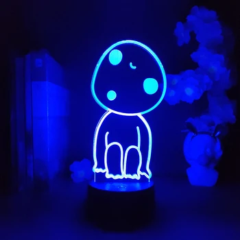 Princeza Мононоке Anime Lampe Prekrasan 3D Slika Kodama Led Noćne Svjetiljke Slatka Manga Darove RGB Spavaća soba Mali Stolić Ukras
