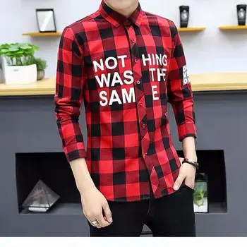Proljeće-Jesen Korejski Pokrivač Trend Moda Muška Košulja Dugih Rukava Temperamentni Slobodna Bluza Muška Univerzalni Svakodnevni Ulični Odijevanje