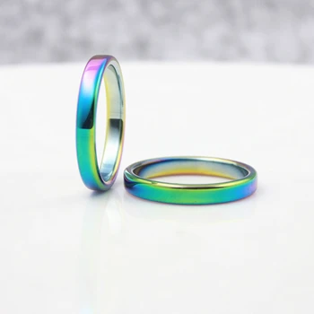 Rainbow boja Klasa kvalitete AAA 4 mm Širina stan гематитовые prstena (50 komada mješovite veličinama) HR1012-1