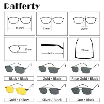 Ralferty 2 u 1 Klasicni Polarizirane Sunčane Naočale Za Muškarce I Žene Metalno ravnalo Okvira Za Naočale 0 Diopters Optički Magnet Clip-on Naočale D060