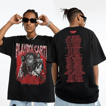 Rap Playboi Carti Europske i Američke Ulice Vintage t-Shirt u stilu hip-hop Muške Pamučne Majice Kratkih Rukava Glazbena t-Shirt Odijevanje