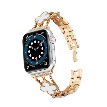Remen s četiri lišćem djeteline za Apple Watch Series 7 6 5 4 3 SE Sport Band Kožni remen za Apple iWatch s kopčom na zglob 38 mm 40 mm 41 mm