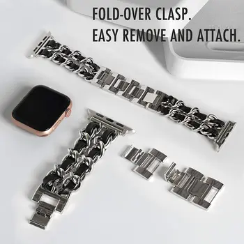 Remen za Apple Watch Series 8 41 mm 45 mm Kožna Narukvica sa lancem Za iWatch Ultra Band 49 mm 44 mm 40 mm Remen za sat SE 7 6 5 4 3