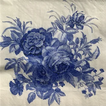 Retro dizajn, ubrus papir elegantan tkanina plavi cvijet ruža ručni maramicu декупаж vjenčanje rođendan Božić prekrasan dekor