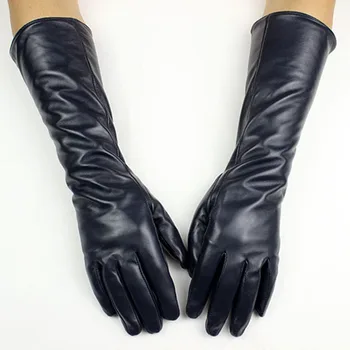 Rukavice od janjeće kože, dužine 38 cm, ženske trendy boji kožne rukavice za ruke s baršun postavom, pohranjuju toplinu u jesen i zimu