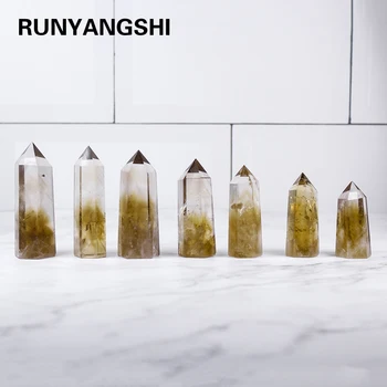 Runyangshi 1 kom. Cijena na Veliko Prodaju Citrin Quartz Crystal Spot Šestokutno crystal stup Zdrav Kamen Pokloni