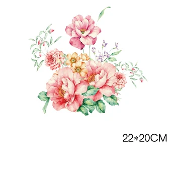 Ružičasti cvjetovi Milovanje na нашивках za odjeću Leptir prijenos topline u kombinaciji na odjeću za natpise za majice Aplikacije