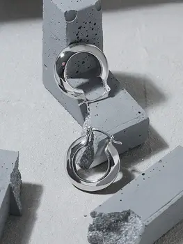 S ' STEEL čisto (eng. sterling) Srebro 925 Sterling Geometrijski Dizajn Krug Hoops Velike Naušnice-Prsten je Poklon Za Žene Pribor Минималистичные Nakit