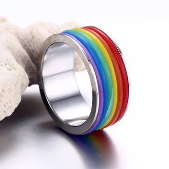 SHEAUTY Prsten Od Nehrđajućeg Čelika Lezbijke Biseksualci LGBT Gay Pride Homoseksualni Istospolni Prelijete Prstenje Nakit za Muškarce i Žene širine 9 mm