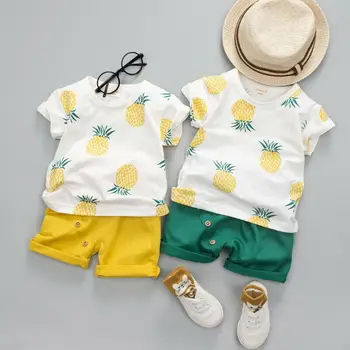 Setove ljetne Odjeće Za dječake od 1 do 4 godine, Modni Dječje majice s kratkim rukavima i po cijeloj površini ananasa za dječake, Vrhovima + Kratke hlače, Sportske kostima, Odjeće