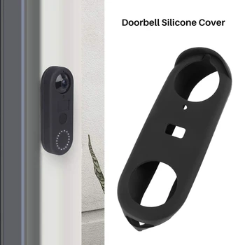 Silikonska torbica za vrata zvona Google Nest Hello Cover (crna) - Potpuna zaštita kompatibilna s noćnom viđenju
