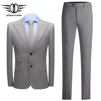 Siva muška odijela s hlačama, Moderan Vjenčanje Odijela Za Muškarce, Odijelo Homme Mariage, High-end Službeni kostim, muški (jakna + hlače) Q840