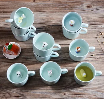 Slatke Male Životinje stakleno Keramička Šolja Za Mlijeko Crtani 3D Kava Čaj Šalice Šalica Za Doručak Novost Darove 230 ml