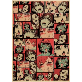 Slika Japanske Anime Zid Umjetnost Ahegao Plakat Klasični Tiskani Senpai Y2k Kraft Papir Berba Zidne Slike Spavaća Soba Kućni Dekor