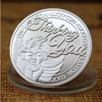 Sretan anđeo posrebreni prigodni kovani novac od 40 mm x 3 mm prikupljati nove darove uređenje doma srebrni novac dragi zlatnika уиджа