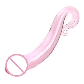 Stakleni Dildo Crystal Pink Lažni Penis Analni Čep za Masažu Prostate Seks Igračke za Žene i Muškarce Peder Robu Za Odrasle