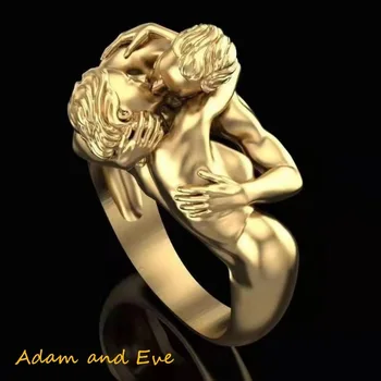Starinski Zlatna Boja, Vjenčano Prstenje s Poljupcem Adama i Eve za Mladenku, Vjenčani Prsten, Vjenčani Prsten, Pokloni za Zaljubljene, Nakit za Žene