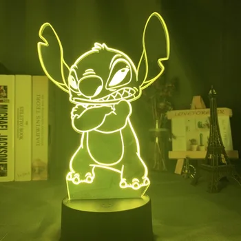 Stitch Anime Led noćno svjetlo Дропшиппинг Akril 3D Lampa Spavaća soba Dječji Dar Lilo i Stitch Poklon Za Rođendan