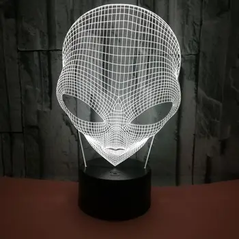 Stranca Glava 3D Hologram, Iluzija Jedinstvena Lampa Akril noćno svjetlo S Dodirnim Prekidačem Luminaria Lava Lampa 7 boja Promjena Deco Poklon