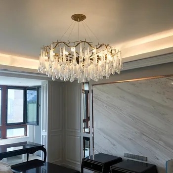 Suvremeni skandinavski dizajn, kristalna viseći svijećnjak, blagovaonica, spušteni strop svjetla Ac90-260v, metalne rasvjeta kuhinja