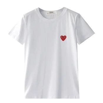 Top, Ženska t-shirt s natpisom Love, Ženska Majica sa Izvezenim Crvenog Srca, Ženska Majica Kratkih Rukava, Muške i ženske Majice za Zaljubljene