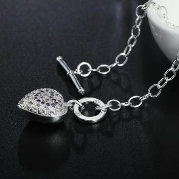 Topla luksuzna design privjesak u obliku kristalne srca od 925 sterling srebra, Narukvica za žene, luksuzni modni nakit, Poklone za vaše svadbene zurke