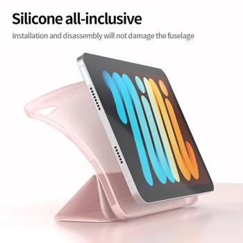 Torbica Za iPad Mini 6. Generacija, Višeslojni Smart-torbica od Umjetne Kože Za iPad Mini 6 2021, Soft Mat Silikonska Torbica za Tablet straga