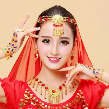 Trbušni ples narukvica crveni dijamant Bollywood, Indija ženski kostim pribor ukras show orijentalni ples top narukvica lanac