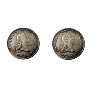 US 1794 1795 Kosa Teče Dolar Posrebreni Fotokopirni Kovanice