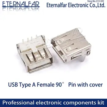 USB 2.0 Tip A Ženski DIP Strani Blok Izravna Umetanje Nabran Prekriven Savijanje Igle za aparat za varenje Žica za Podatkovni Priključak Utor za PCB DIY
