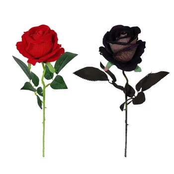 Umjetna Crna Ruža Na Jednoj Stabljici Lažni Silky Baršunasti Cvijet U Retro Stilu Osnovna College Svadbena Dekoracija Sada Dodir Cvijet Cvijet Ured