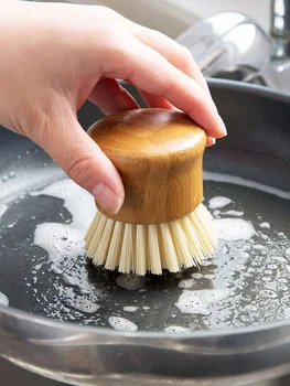 Vanzlife bamboo pen okrugla glava četka za sitan pribor posuda za pranje posuđa s četkom višenamjenski kuhinjski četka za čišćenje artefakt