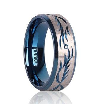 Vjenčani Prsten od Titana G23 s Firence Dizajna Ručne izrade IP Blue S Kosim Rubom Angažman Igre Prsten Comfort 8 mm