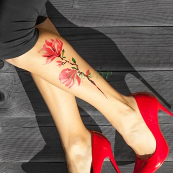Vodootporne Privremena Tetovaža Naljepnica crveni cvijet, list velika veličina br. art tattoo flash tetovaža lažnih tetovaža za djevojčice muškarci žene