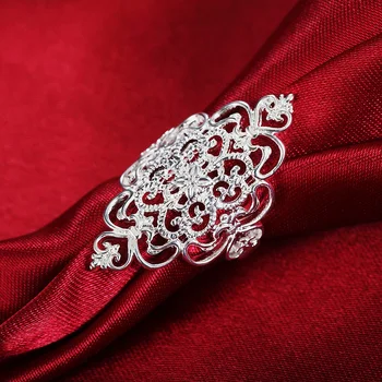 Vruće fin široke Klasicni elegantne cvjetne Prsten Od 925 Sterling Srebra Za Žene, Modne Večernji Odmor darove, Privjesci, vjenčanje marke, Nakit