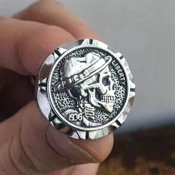 WANGAIYAO2022 novi modni identitet skitnica hrabri rafting lubanju prsten muškarci Meksički Indijski motor stil novčić prsten poklon